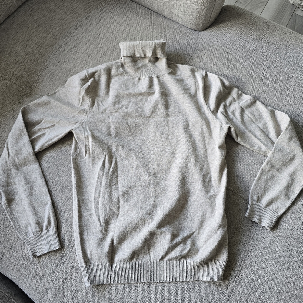 Woolworths Women’s Heather Ivory Turtleneck Cotton Blend Knit Sweater Pullover S
